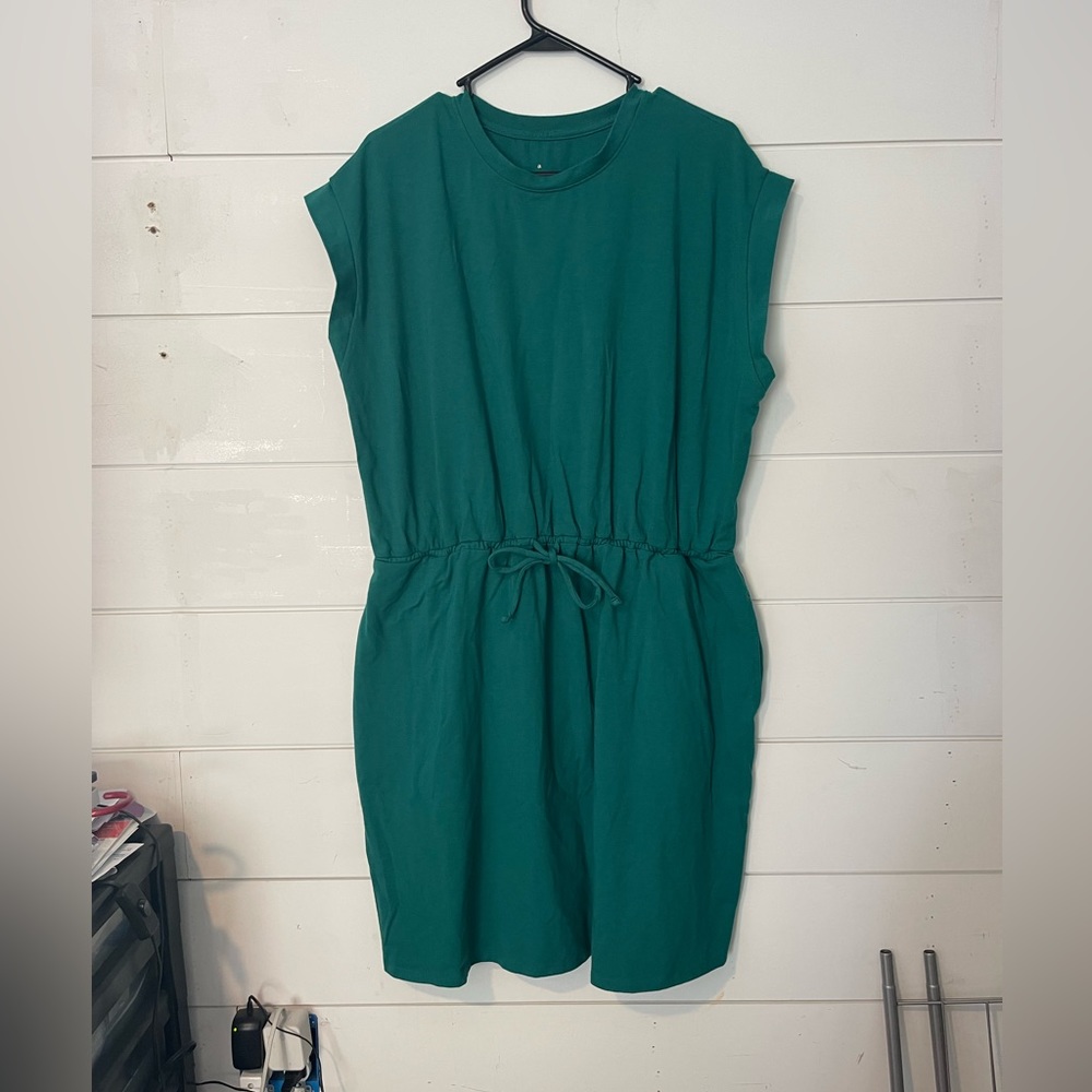 a new day Green Drawstring Waist Tee Dress